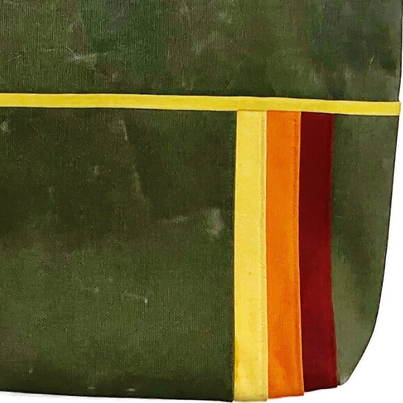 Army Green Canvas Small Tote with Rainbow - Picture 5 of 6
